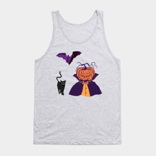 Pumpkin, Cat, Bat - Scary halloween Tank Top